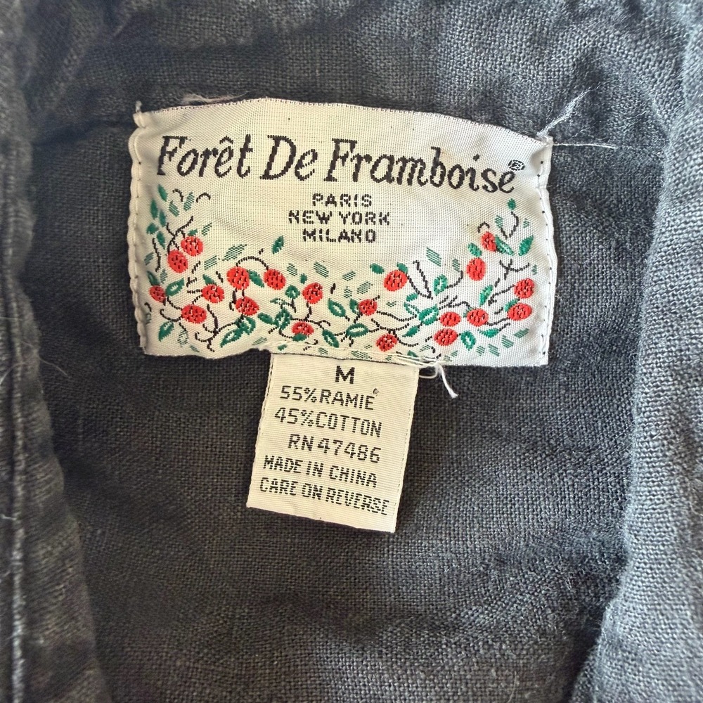 VTG Foret De Framboise Women Washed Black Romper Cotton Blend (M) Utility Grunge - Picture 7 of 7
